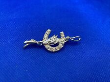 Vintage Horse Head Horse Shoe Silver Tone Metal & Clear Stone Stock Pin/ Brooch