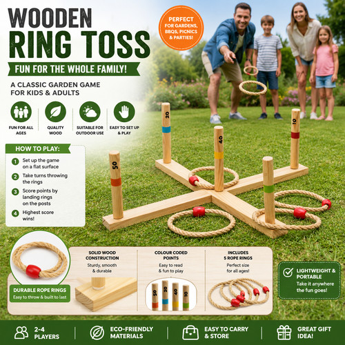 Classic wooden ring toss game - ring,