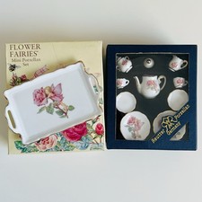 Reutter Porcelain Flower Fairies Mini Miniature Tea Set & Serving Tray Dollhouse