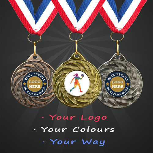 Netball medals personalised - netball,