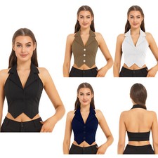 Women's Lapel Halter Neck