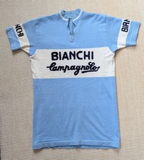 Vintage  1970s Team "Bianchi-Campagnolo" Wool Cycling Jersey. Size 5, 36" chest