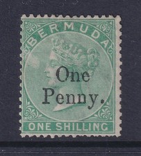Bermuda 1875 surcharge - bermuda, one