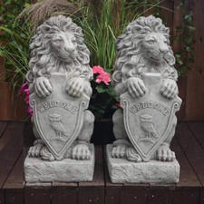 Pair of Lions Heavy Stone Cast
