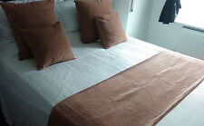 CLEARANCE LITE SOFT BROWN CARAMEL PLAIN CHENILLE BED RUNNER / CUSHION COVER