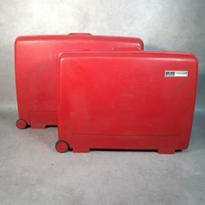 2x Delsey Red Hardshell Suitcases Set Retro Vintage 1970s Luggage France