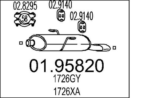 Mts 95820 rear muffler - 01.95820,