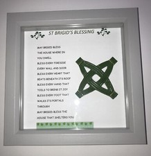 St Brigid’s Cross And Blessing In Box Frame Hand Made Cross Hand Painted New