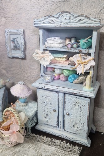 Miniature dolls house - house, cabinet