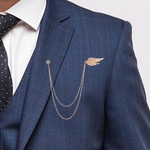 Angel wing brooch - brooch, men