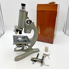 Vintage Microscope Model 47 Beck London Wooden Case with Key - Untested      B14