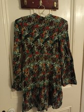 Zara Multicoloured Floral Long Sleeve 30" Long Micro Mini Dress Size 2XS / 4 - 6