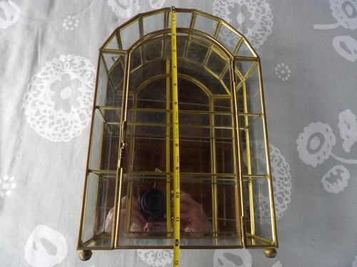 Vintage brass glass cabinet - brass, &