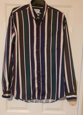 Mens Pull & Bear Relaxed  Multicoloured Fit Striped Shirt Size Large