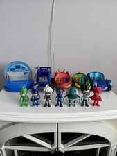 PJ Masks Car Vehicles & Figure Bundle Catboy Gekko Owlett Night Ninja HQ Command