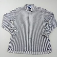 Tommy Hilfiger Shirt Mens XL striped 80s 2ply Custom fit blue white vintage