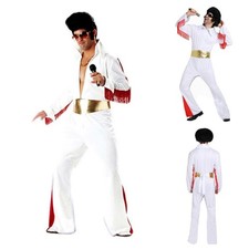 Elvis 2022 Cosplay Costume Halloween Carnival Party White Jumpsuit Belt Suit New