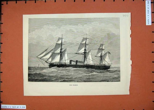 Original old antique print - old,