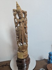 Intricately Carved Sandlewood Figurine Statue of Hindu goddess Lakshmi   16 1/2"
