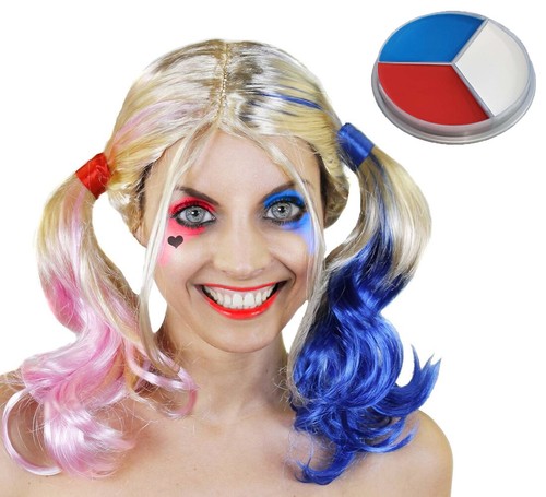 Blonde pigtail wig and face - blonde,