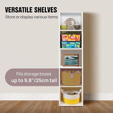 5 Tier Cube Storage Unit MDF White Shelving Unit for Storage Book Cube Shelving