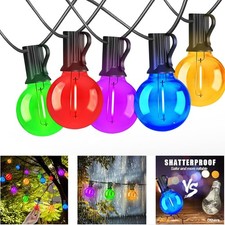 200FT Outdoor Garden Fairy String Lights Mains Powered & Colorful LED G40 Bulb