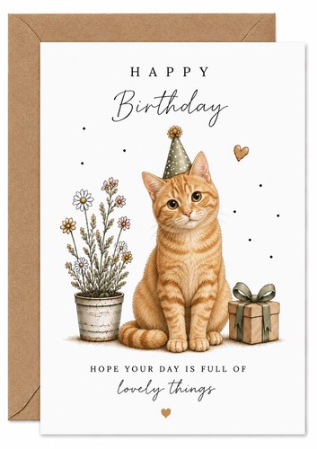Ginger tabby cat card - card, orange
