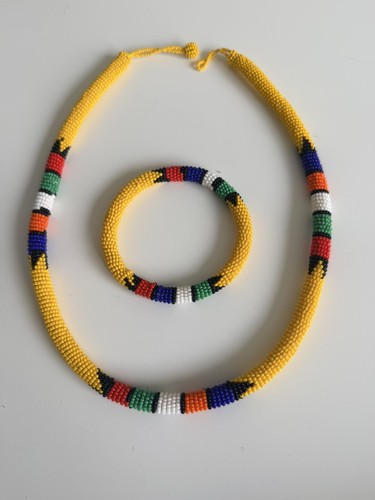 African bead necklace bangle - ,