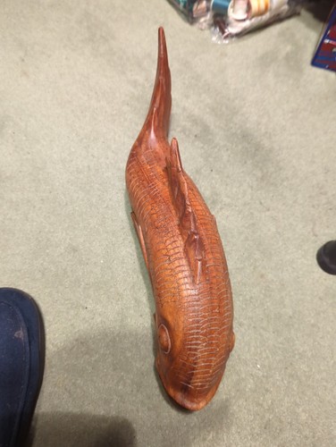Wooden koi carp figure - wooden,
