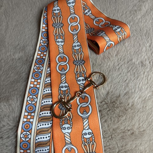 Orange twilly scarf with - twilly, gold