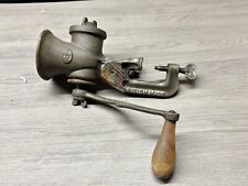 VINTAGE PONC CAST IRON MEAT MINCER HAND CRANK TABLE CLAMP FOOD GRINDER BRITISH