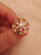 Beautiful Gold Plated Ring Round Spinning Top Ring Flower  UK P+1/2 USA 7.75