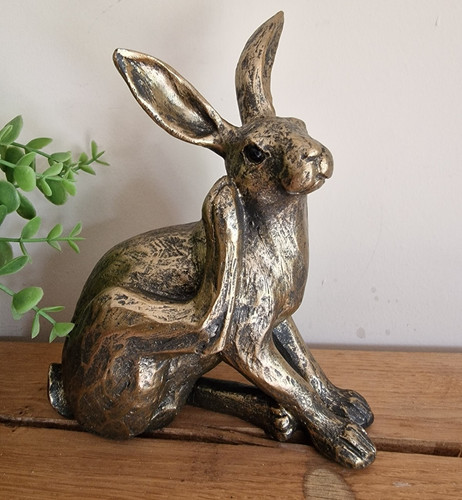 Bronze sitting hare - hare, rabbit