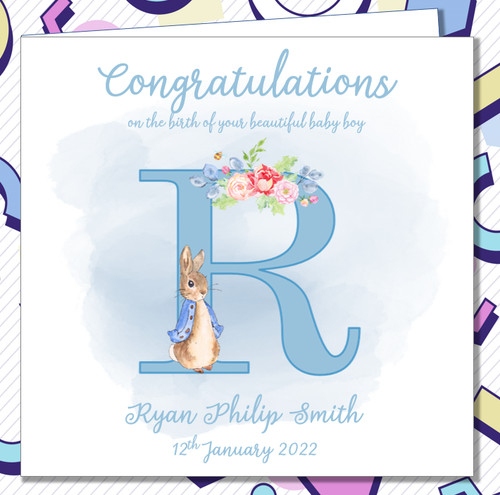 Personalised new baby boy - new, card