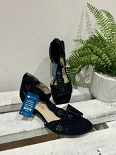 NWT Pavers Black Open Toe T-Bar Low Heel Comfort Sandals UK Size 6 H Wide Fit