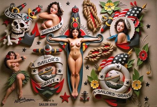 Sailor jerry tattoo art flash - art,