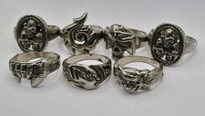 7x Rings - Statement Rock Gothic Biker Halloween Etc - Resale Bundle