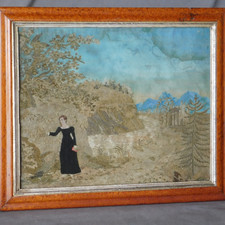 Antique silk mourning memorial