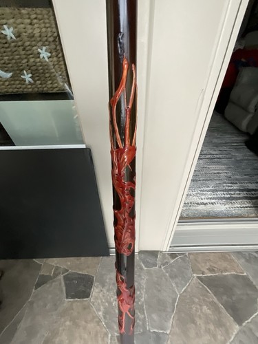 Vtg wooden walking cane - walking,