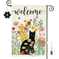 Spring Summer Black Cat Garden