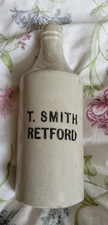 Antique stoneware bottle T Smith, Retford, heavy, 22 cm high displays well