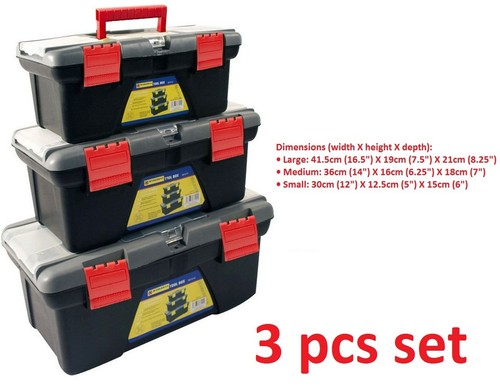 3pc plastic tool box chest - 3pc,