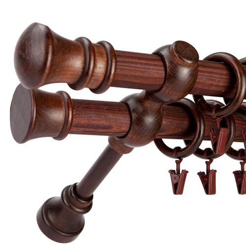 Wooden curtain pole double - wooden,