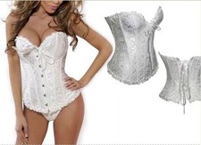 UK Women Sexy Party Bustier Boned Corset Sets Shaper Basques+Lingerie/Skirt 6-24