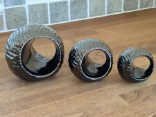 Next black ball sphere ornaments set of 3 trio ripple