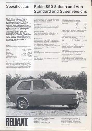 Reliant robin 850 saloon van - robin,