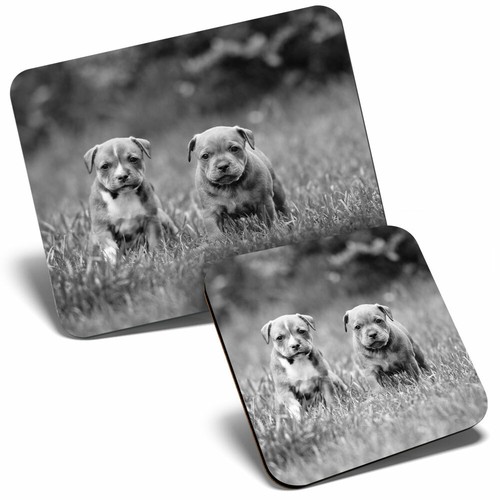 Mouse mat coaster set - mat, bw
