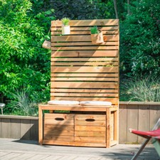 Cerland Memphis Wooden Garden Bench with Trellis and Storage Boxes