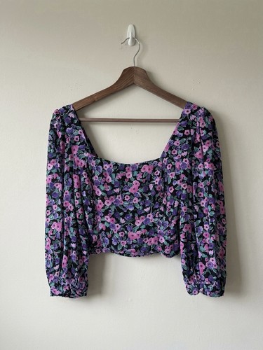 Zara floral shirred crop - floral,