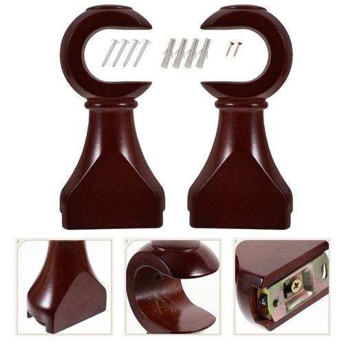2pcs wood curtain rod holder - wood,